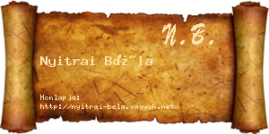Nyitrai Béla névjegykártya